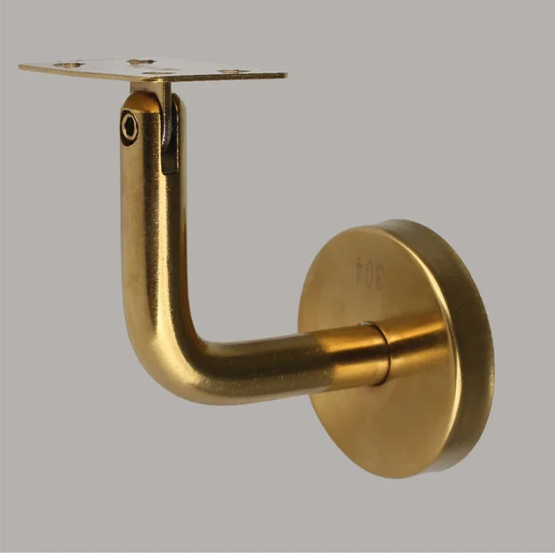

2Pcs/Box Luxury Gold Flat/Arc Fixed Pallet Stair Handrail Brackets 304 Solid Stainless Steel Staircase Wall Support Accessories