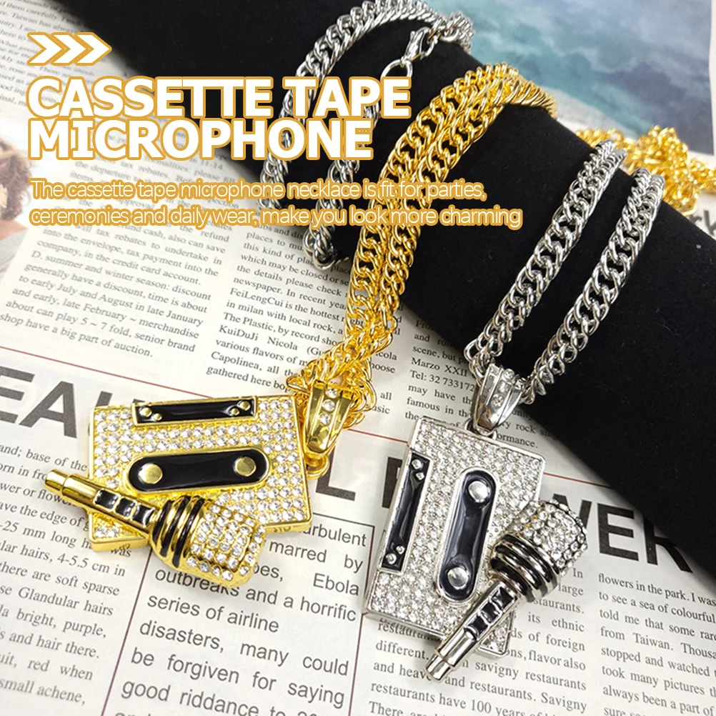 

Microphone Necklace Music Hip Hop Jewelry Mens Necklaces Alloy Letter for Hiphop Pendant Chain