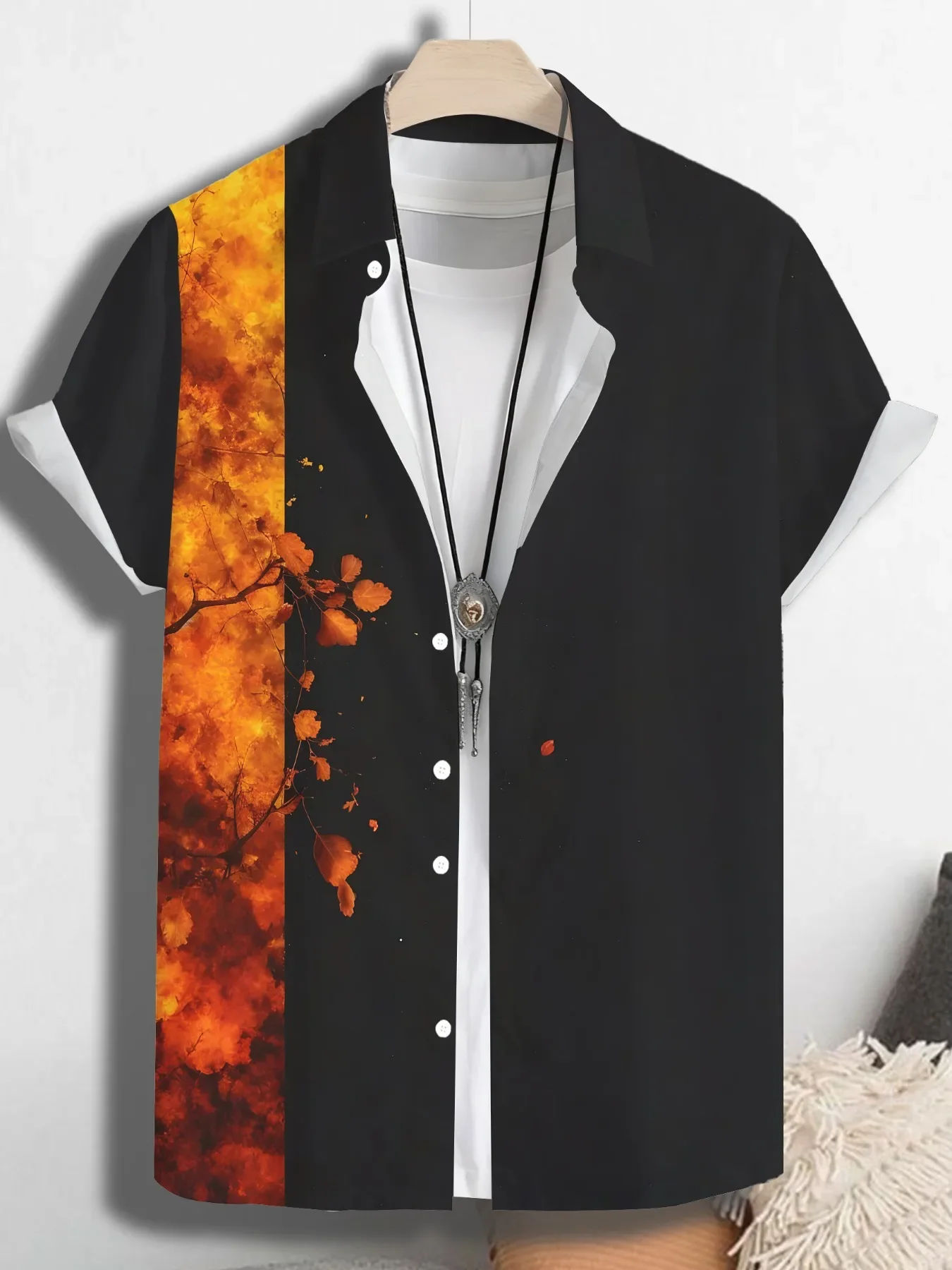 

High Street Fashion Printed Hawaiian Shirt For Men Summer Man Short Sleeve Loose Fit Beach Wear Trendy Street Style Tops