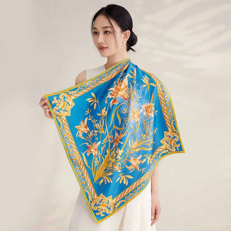 

BAOSHIDI 2025 New Arrivals Premium Mulberry Silk Scarves Silk Shawls Large Scarves Printed Designs Luxury Gifts