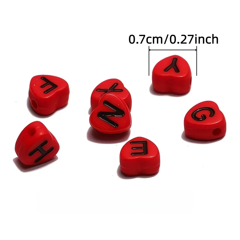 4x7mm 220/440pcs red heart-shaped letter beads, used for making accessories such as bracelets, necklaces, earrings view 6