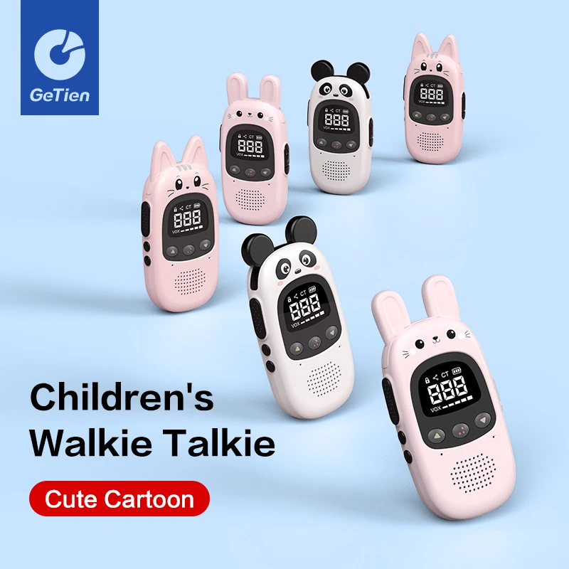 Getien 1/2PCS Walkie Talkie Mini Kids Portable Radio Transmission Transceiver Interactive Education Toy for Girl Boy Gift