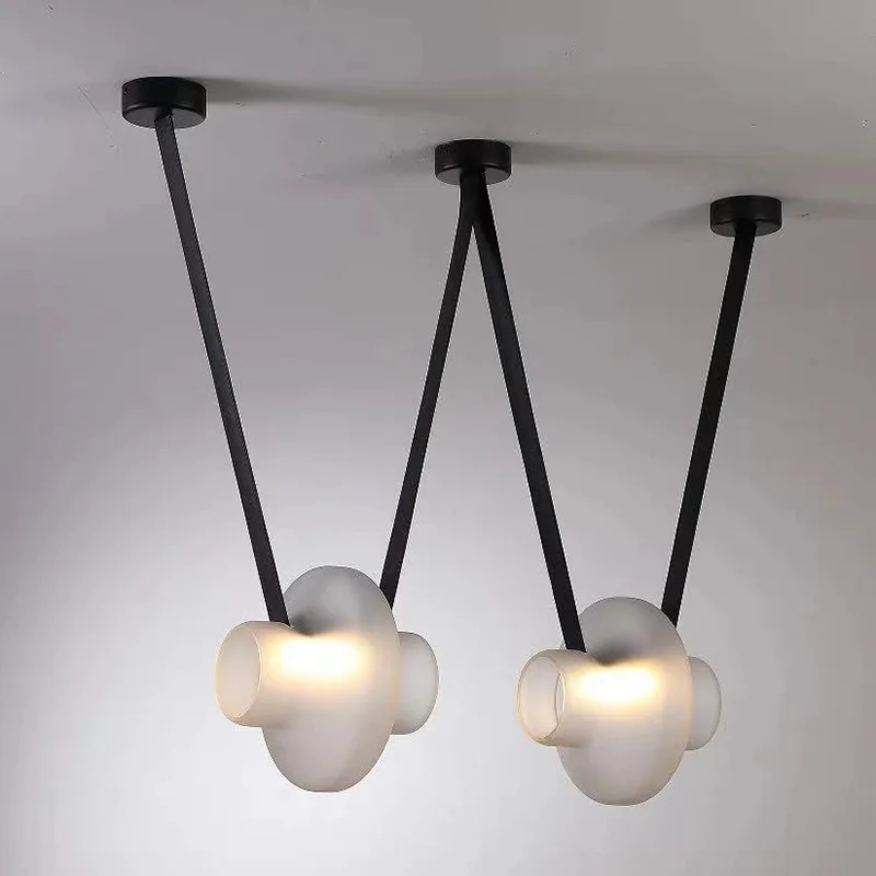 Italy New Designer Luxury Glass LED Pendant Lamp Living Room Bedroom Bar Restaurant Leather Chandelier Interiordecor Lighting