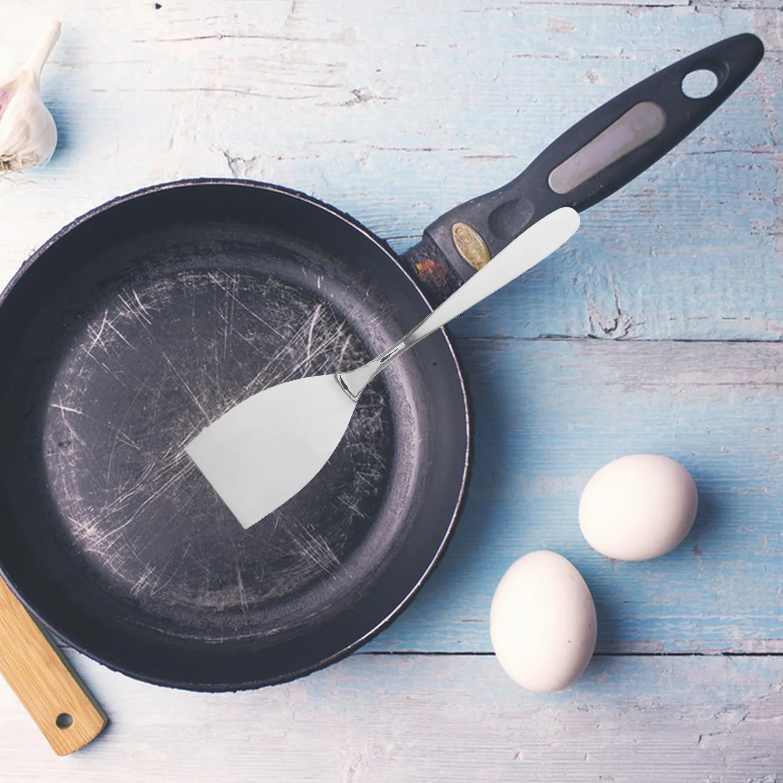 

Heat Resistant Stainless Steel Steak Spatula Anti-Scalding Kitchen Tool Smooth Polishing Comfortable Hand Feel Practical