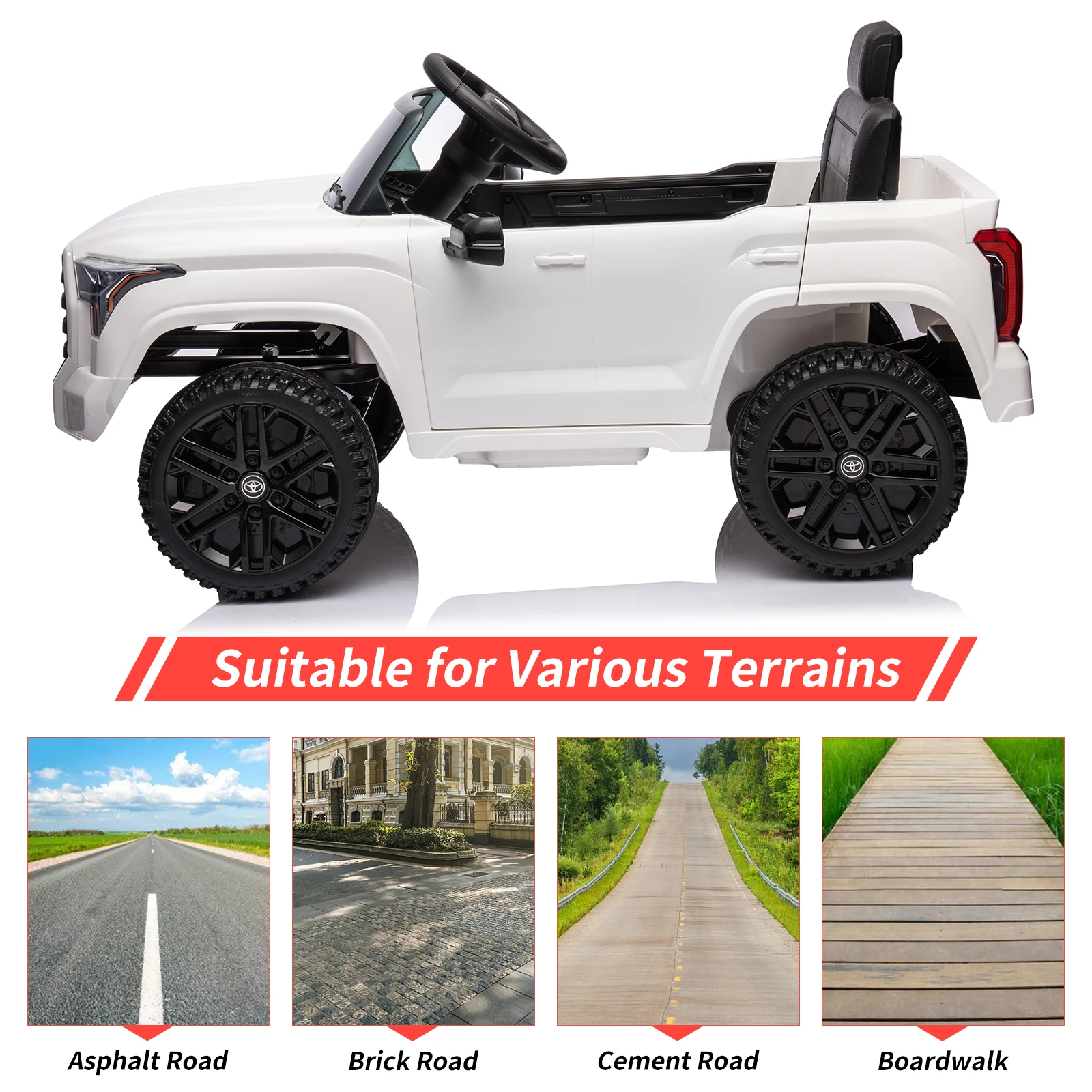 12V Ride on Car for Kids, Licensed Toyota Electric Car Ride on Truck with Remote Control, MP3, LED Lights Toys for Boys Girls