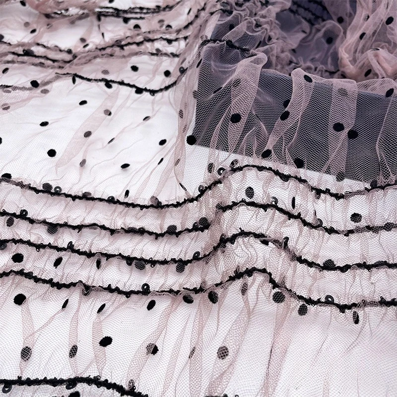 AGG دانتيل مطرز أوروبي عتيق - قماش شبكي مطرز من القطيفة لفساتين الزفاف ملابس رسمية من الدرجة الراقية