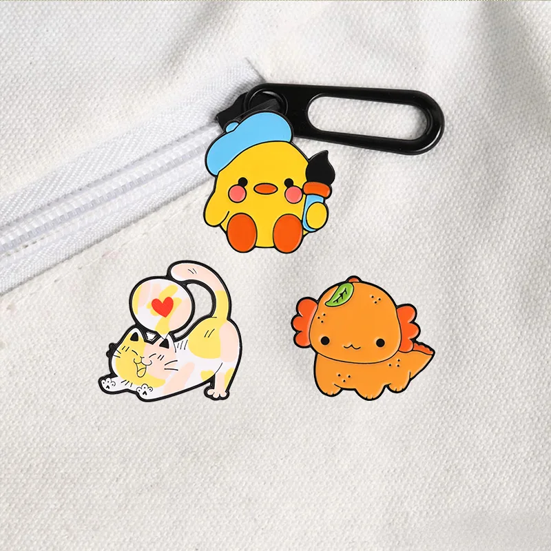 Niedliches Cartoon-Set aus bunten Tier-Emaille-Abzeichen im Kawaii-Meme-Stil, lustiges Zitat-Design, Metallbrosche, Anstecknadel, Accessoire, Geschenk – Detail 3