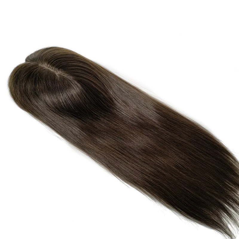 Topper de cabello humano Remy con parte superior de seda de 15x16CM para mujer, Base de seda recta con Clip para la caída del cabello de 12-20 pulgadas