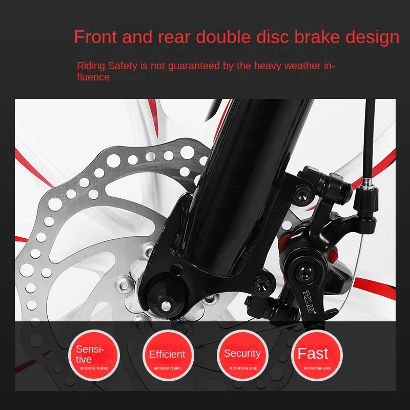 Cycling City Variable Speed Shock Bike Double Disc Brake Spoke Wheel Cycling City Mountain Bicycle Outdoor Off-Road Bike 26 inch