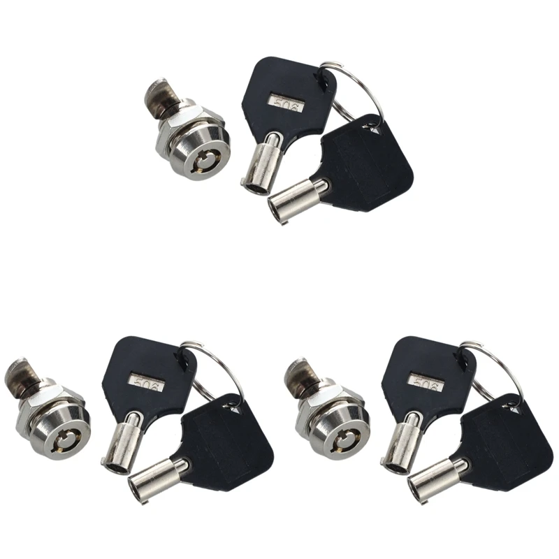 

3X 12Mm Threaded Keyed Quarter Turn Cam Lock For Drawer Box Locker