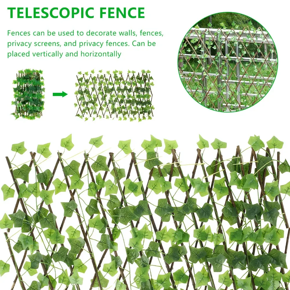 Neue Garten abschirmung expandierende Gitter Sichtschutz Hecke künstliche Faux Efeu Blätter Holzzaun für Garten gebäude – Detail 3