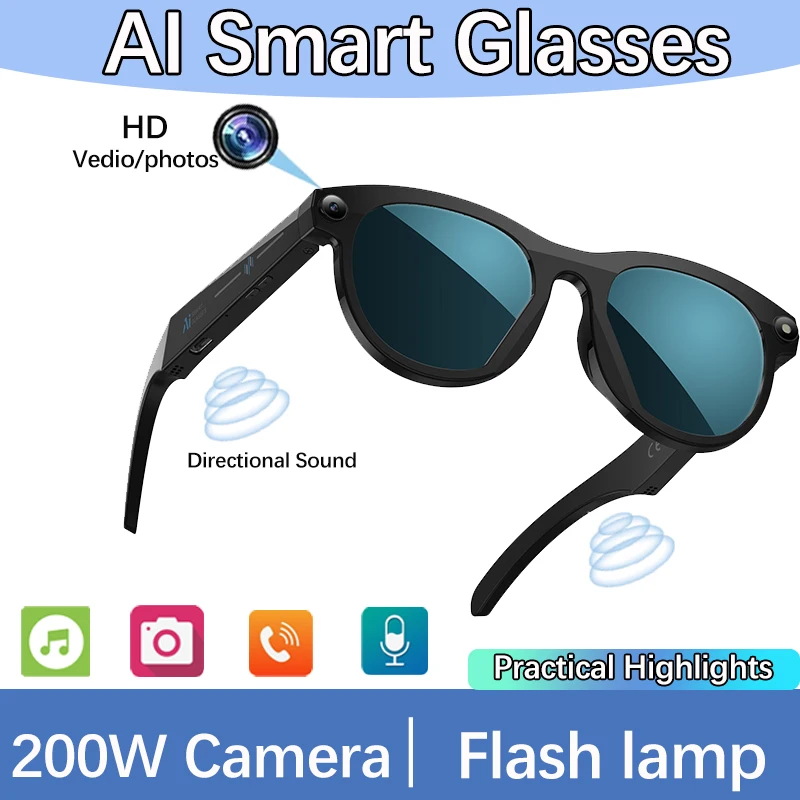 

2025 200W Smart Glasses With AI Camera For Voice Calls And Translation High-definition Photography Video Recording Sunglasses