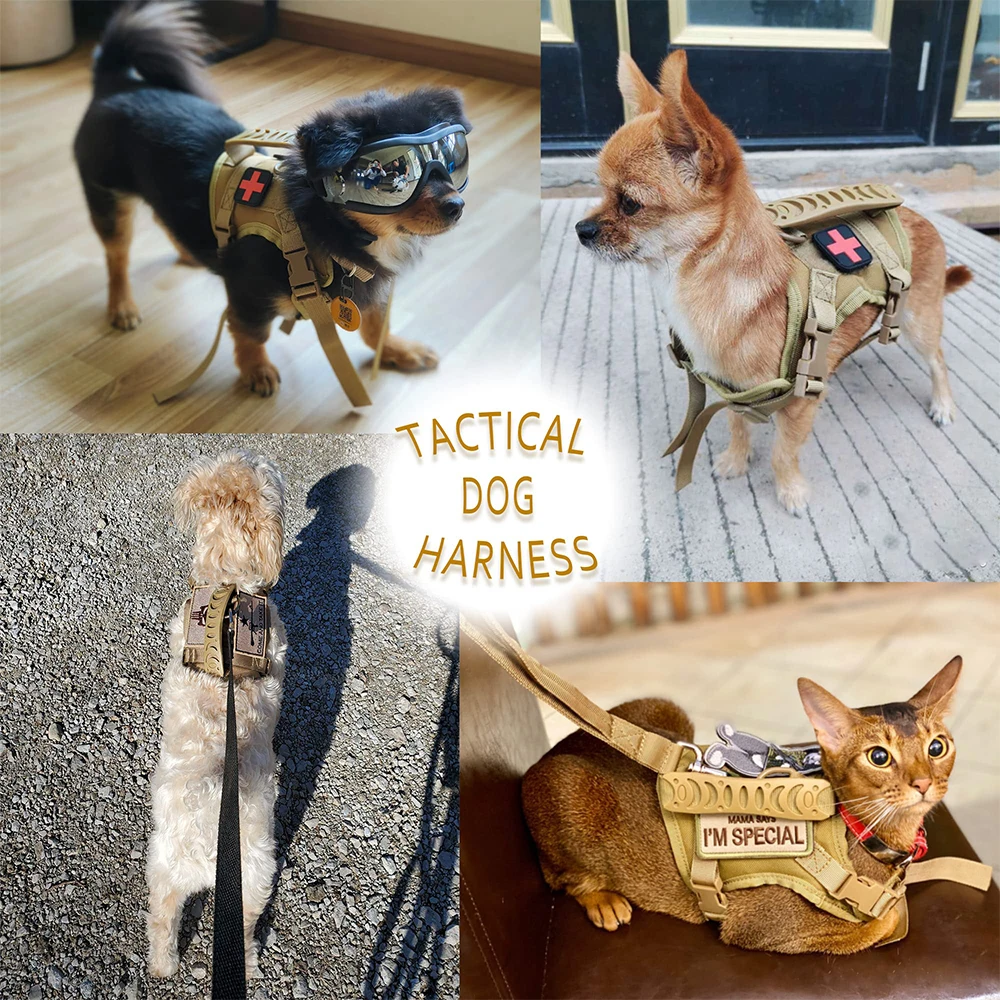 Arnés táctico ajustable para perro pequeño, chaleco K9 para perro, cachorro, gato, entrenamiento, trabajo, servicio militar