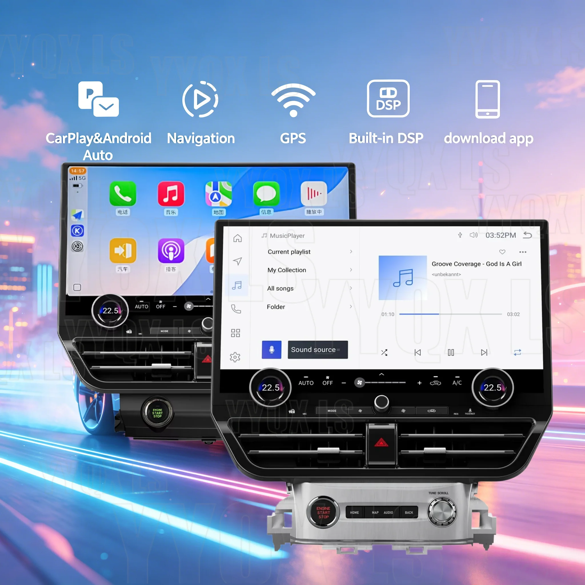 19.8inch For Toyota Land Cruiser LC200 LC300 2008-2021 Car Radio Touch Screen Carplay GPS Video Player Multimedia HU Android 14