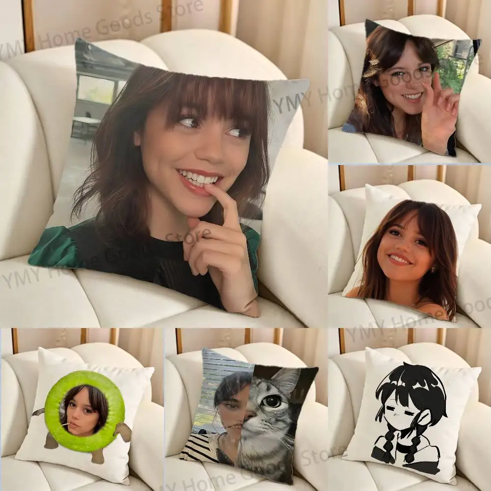 Actress J-Jenna O-Ortega Cartoon Printing Pillowcase Customized Pillow Cover for Sofa Home Decor