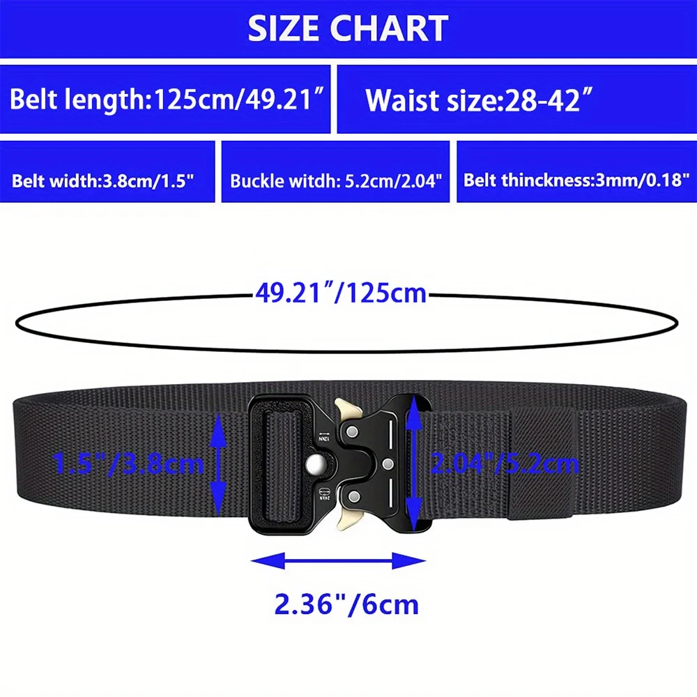 حزام تكتيكي للرجال من YOORAN سريع الإصدار - حزام نايلون عالي التحمل لـ EDC وصالة الألعاب الرياضية والمشي لمسافات طويلة |   هدية للرجال