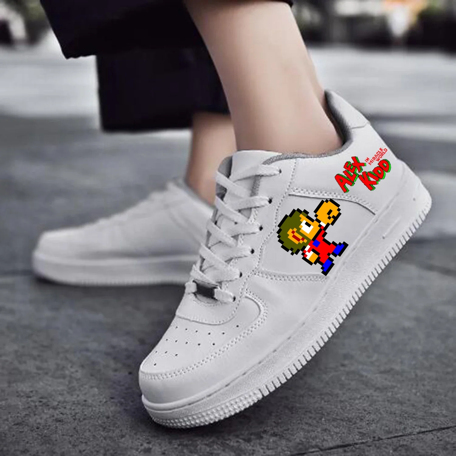 

Alex Kidd AF Basketball Cartoon Game Mens Womens Teenager Fashion Sports Run Flats Force Sneakers Lace Up Mesh Custom Shoes