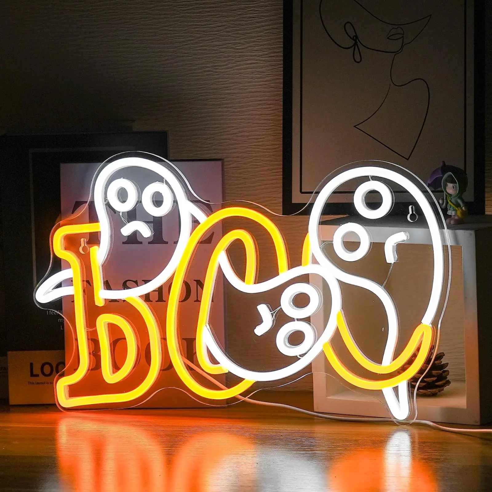 

Неоновая вывеска-призрак на Хэллоуин, неоновая вывеска, призрак BOO, неоновая настенная спальня, бар, мужская пещера, светодиодный, украшение для комнаты на Хэллоуин