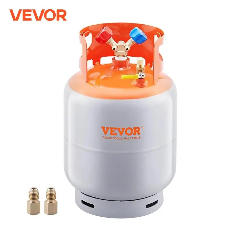 VEVOR Refrigerant Recovery Tank 50 LBS Capacity 400 psi Portable Cylinder Tank with Y-Valve for Liquid/Vapor Orange+Gray for R22