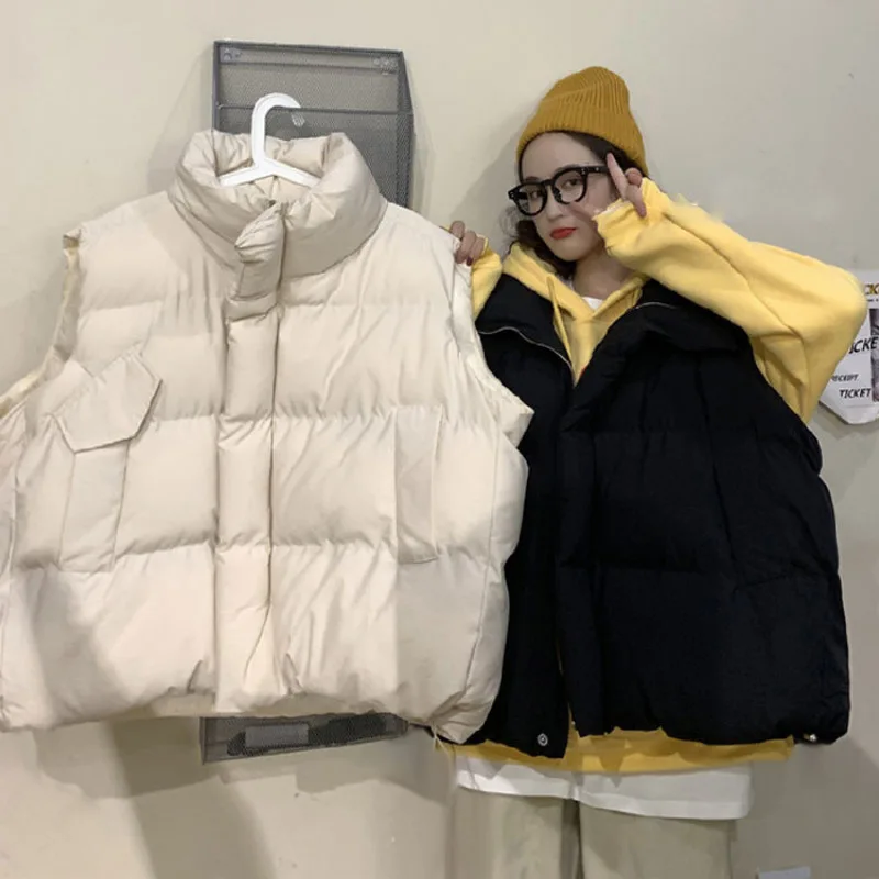 Vest Women's Autumn Winter New Korean Version Design Sense Niche Ins Down Cotton Clothes Vest Cotton Coat Exquisite Personality
