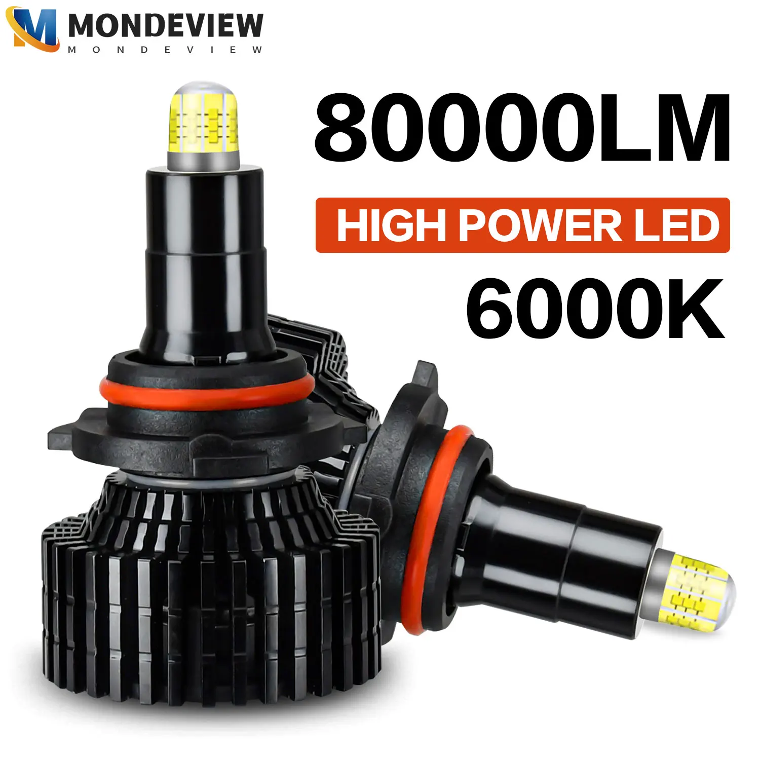 

MONDEVIEW 2pcs high-power V4 8-sided 360LED headlights 6000K 80000LM high brightness 300W car driving spotlight