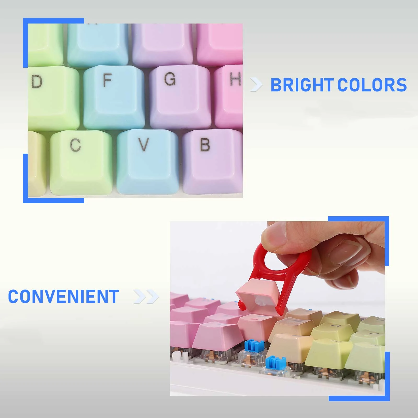 

1 set Keycaps Durable Cherry Cross Axes Rainbow ABS Unisex Easy Install Protect Dust Scratch Keyboard Accessories Mechanical