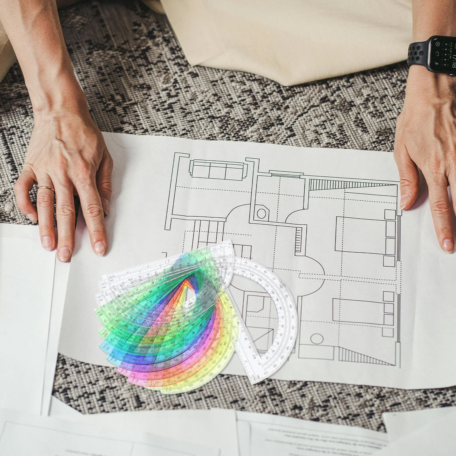 12Pcs Math Protractors Semicircular 180 Degree Plastic Clear Protractors for School Students Geometry Angle Tools