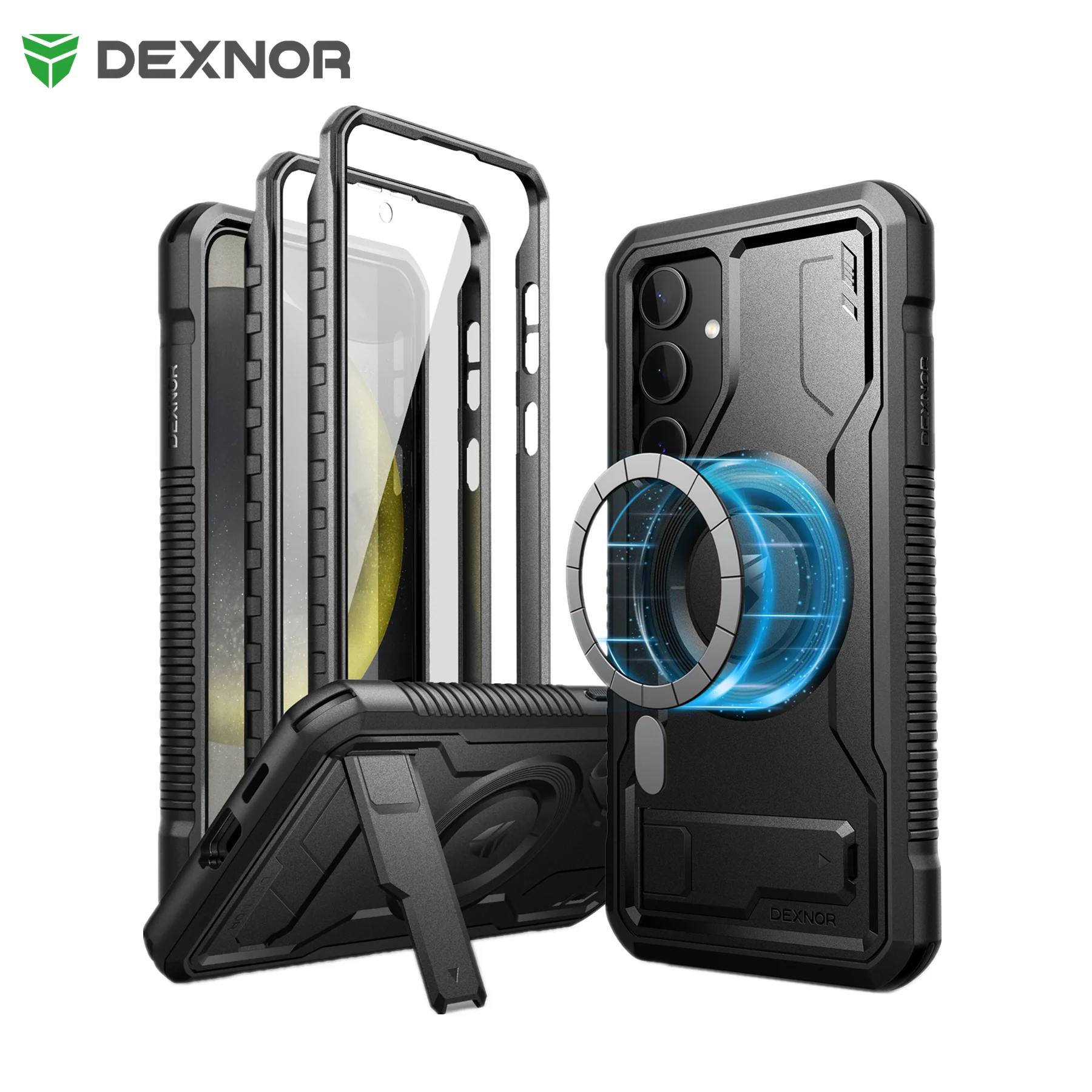 

For Samsung Galaxy S24 + Plus Case holder For MagSafe Shockproof Rugged Bumper Cover Protective With Built in Screen Protector