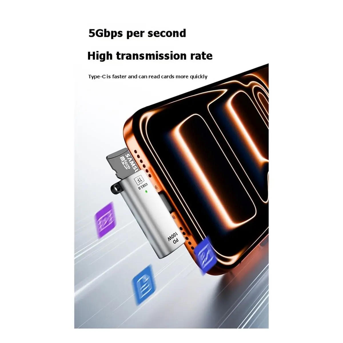 2026 NEW 2 in 1 OTG Adapter PD100W USB C Charger Type C Male to TF3.0 Memory Card Reader U Disk Reading for Phone Tablet
