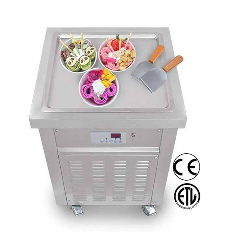 CE ETL Flat 50cm Pan Fry Ice Cream Machine Fried Ice Cream Machine Rolled Ice Cream Machine