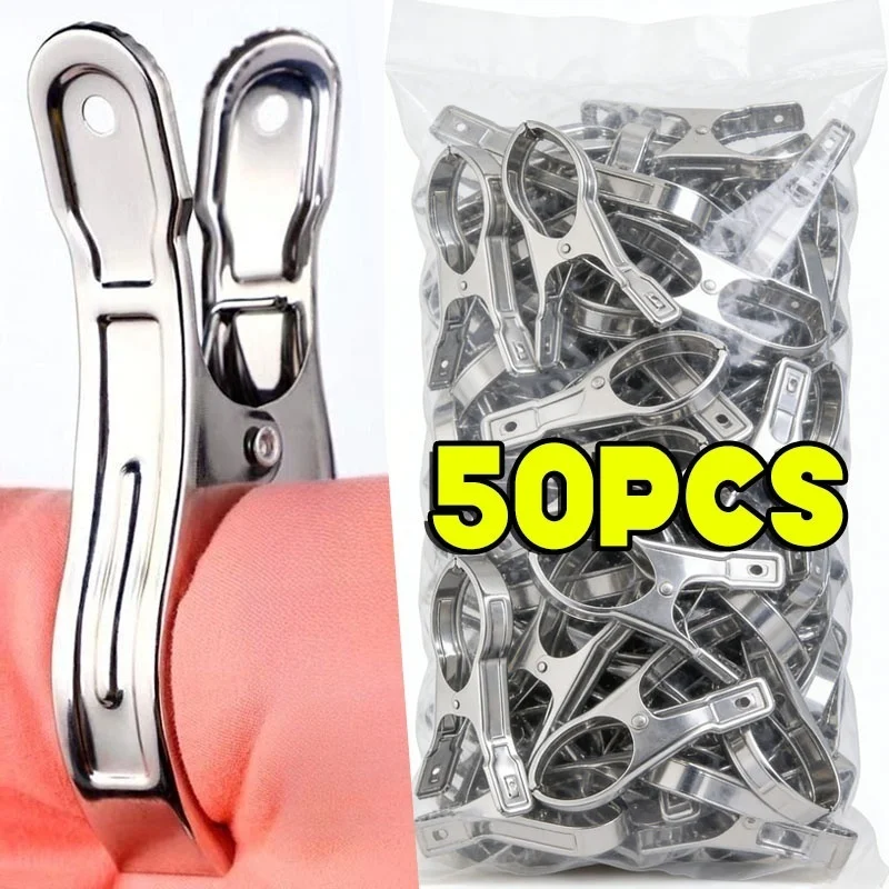 Pinces à serviettes en acier inoxydable pour le rangement du linge, pinces à vêtements, organisation domestique, pinces à ressort pour serviettes de chambre, supports de fixation