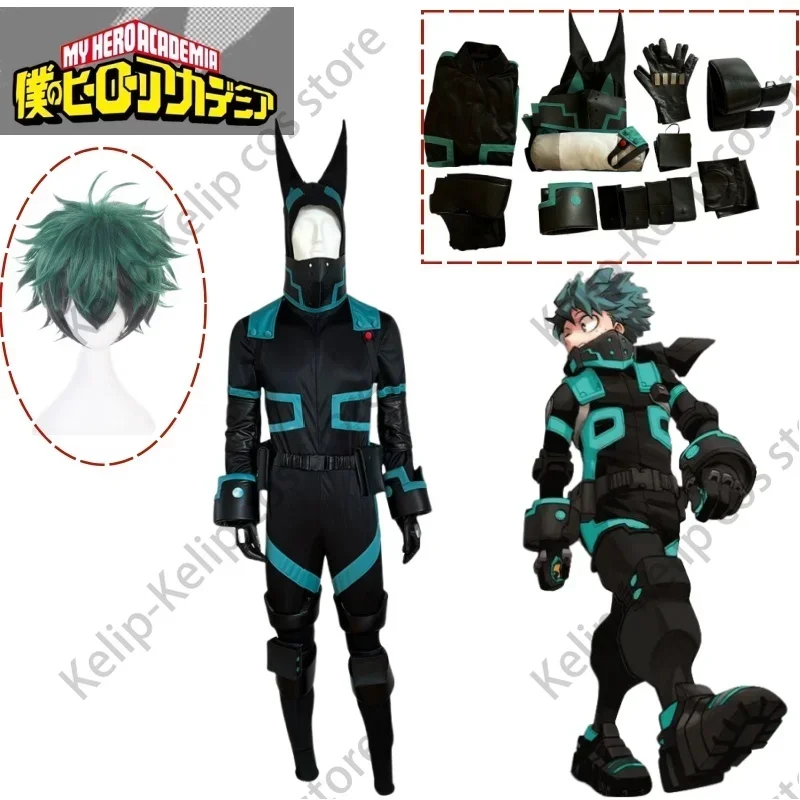 High Quality Midoriya Izuku Cosplay Anime My Hero Academy Cosplay Costume Black Man Woman Costume Set Halloween Wig Props