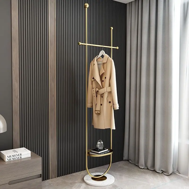 Light Luxury Clothes Hanger Floor to Floor Bedroom Household Simple Room Clothes Storage Net Red Space Free Metal Hanger