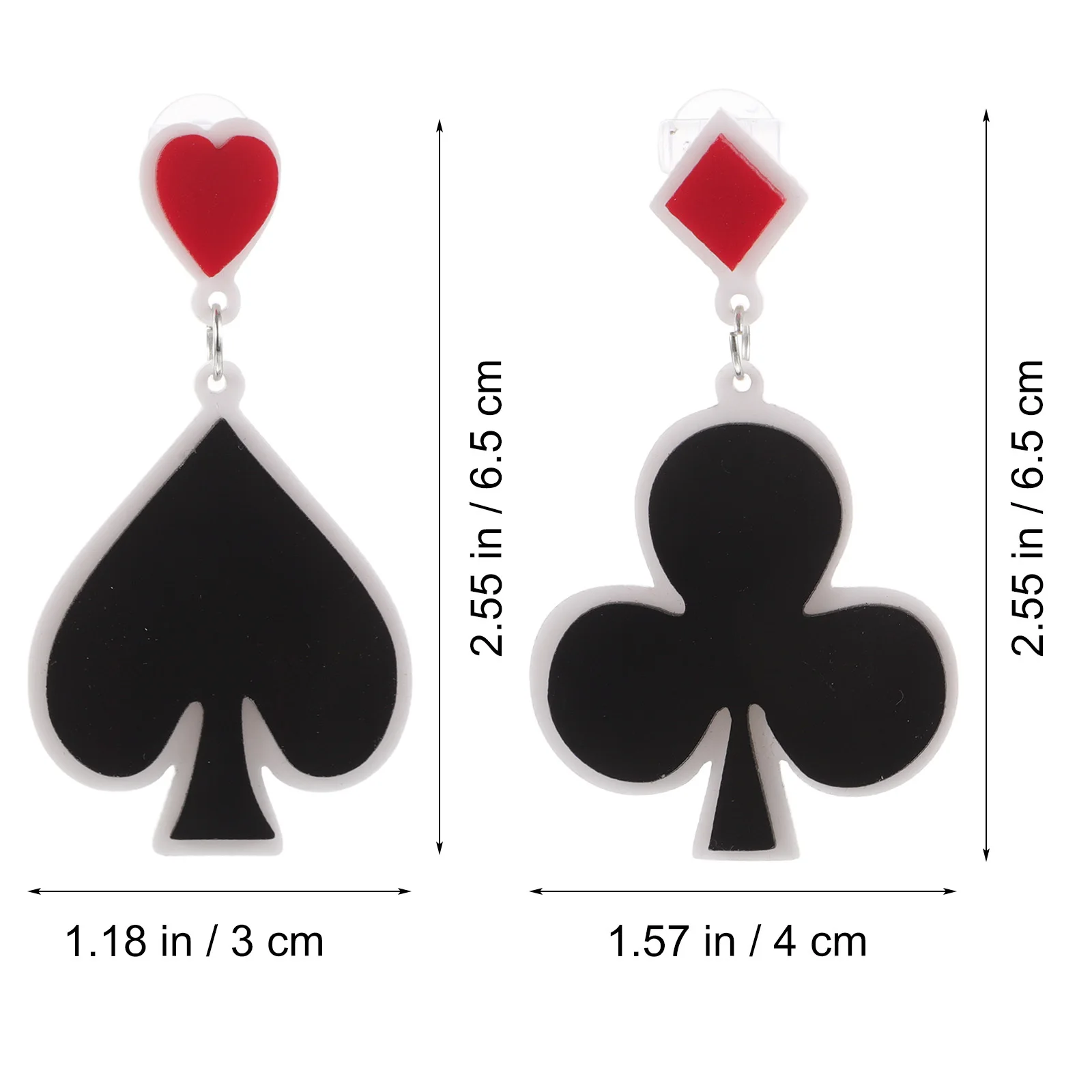 بطاقة البوكر المضحكة المتدلية على شكل قلب أقراط فريدة من نوعها غير متطابقة للنساء في عيد الحب وحفلات الزفاف هدية عتيقة #3