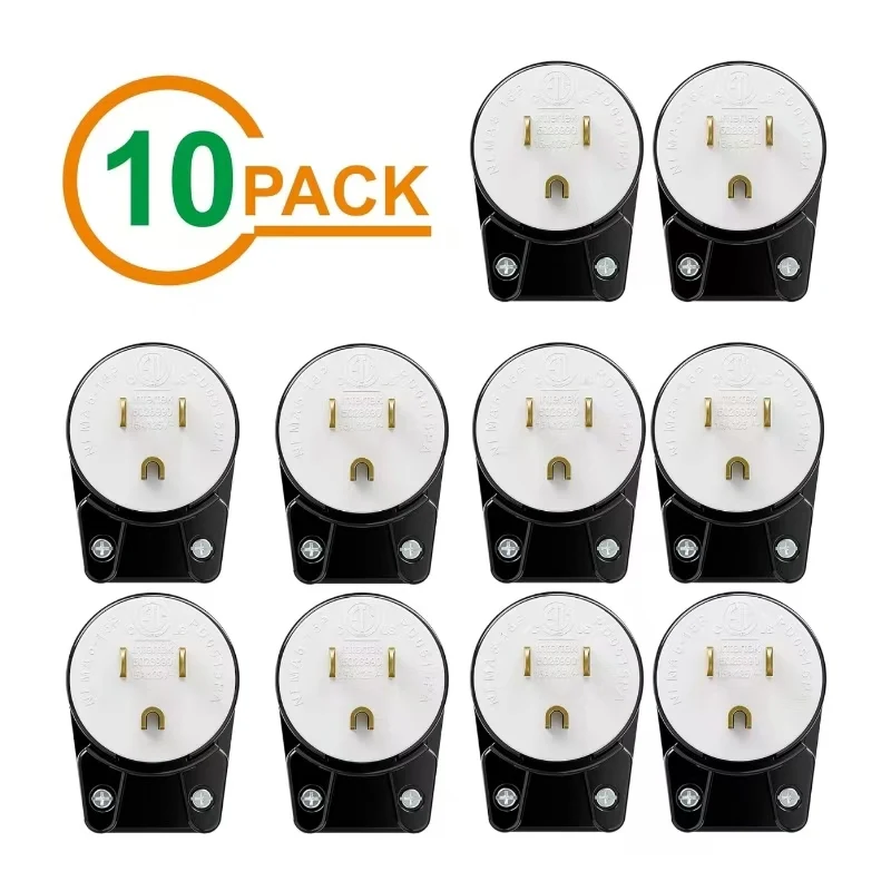 USA Nema 5-15P 3 Pole Angle DIY Plug, 15A 125V 90 Degree USA Canada Male Plug 12 Direction Male US  AC Connector ETL Certified