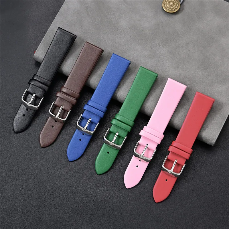 Echtes Leder Uhrenarmband 12mm 14mm 16mm 18mm 20mm 22mm Männer Frauen Universal Weiche wasserdichte Rindsleder Band Armband