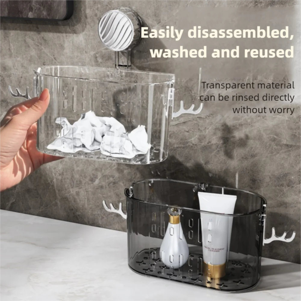 

Light Luxury Suction Cup Shower Shelf Antler Removable Wall Mounted Storage Rack Save Space Organizer Draining Basket Holder