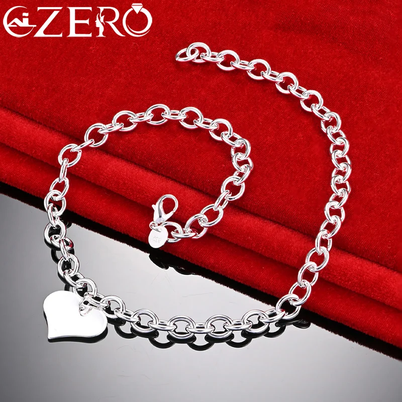 

ALIZERO 925 Sterling Silver Heart Pendant Chain Necklace for Women Men Fashion Party Charming Accessories Jewelry