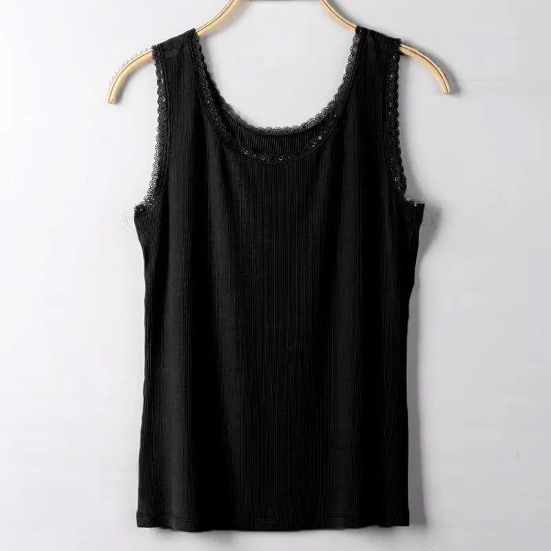 Neues Sommer-Damen-Top in Übergröße, Mädchen-Spitzen-Tanktop, Figurbetonte Bluse, Damen-Unterhemd, Lässiges T-Shirt, Atmungsaktive Nachtwäsche