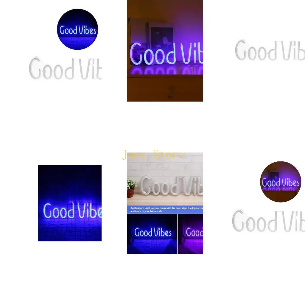 

LX0B 19,6 "x 4,9" неоновая вывеска Good Vibes, светодиодная неоновая настенная вывеска, подвесная неоновая лампа с буквами для