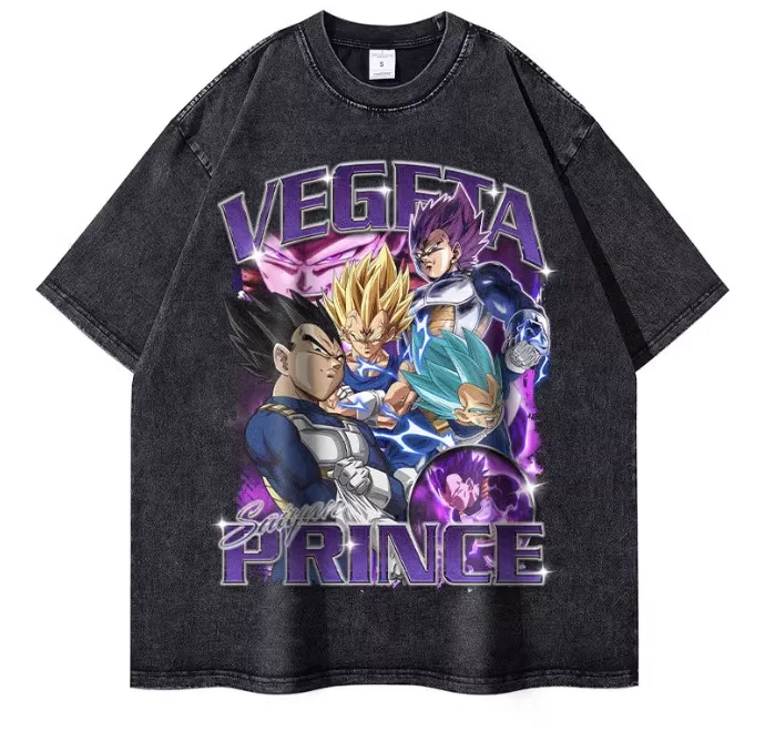 

Dragon Ball Z Trunks Final Flash Acid Wash Oversized Cotton T Shirt 2026 Summer Anime Streetwear Graphic Tee for Men Women