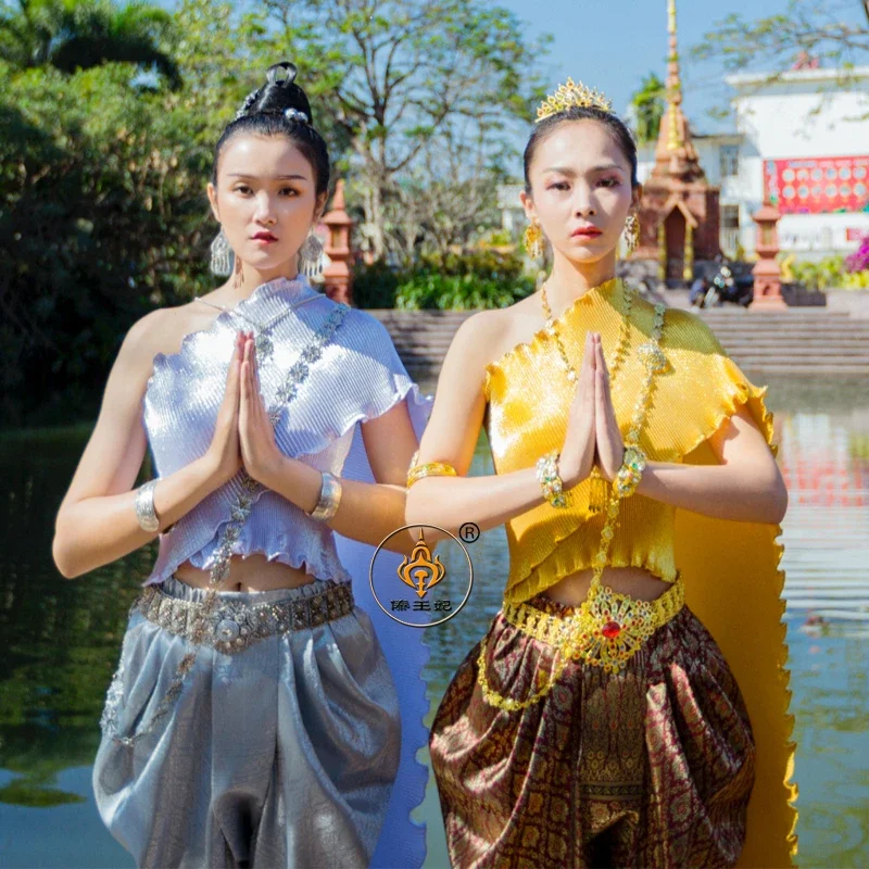 

Thai Dress Dai Shan Ahom Customes Asian Clothes Ropa Mujer Top Pant Trousers Traditional Clothing for Women