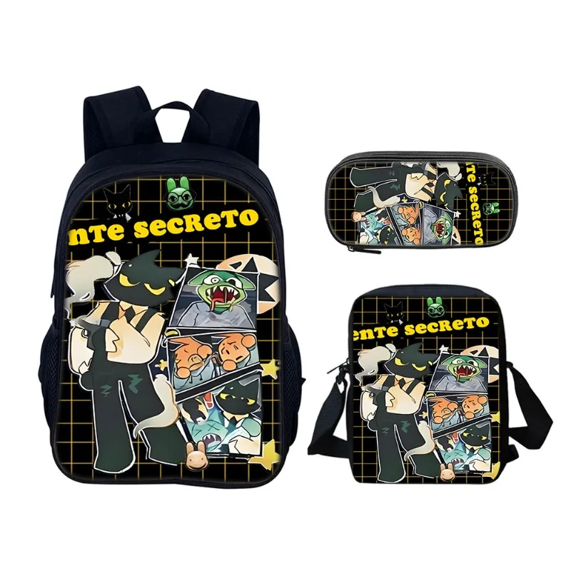 Robloxs Figure 3 in 1 Student School Bag Set Backpack Crossbody Bag with Pencil Case Large Capacity Durable Stationery Storage