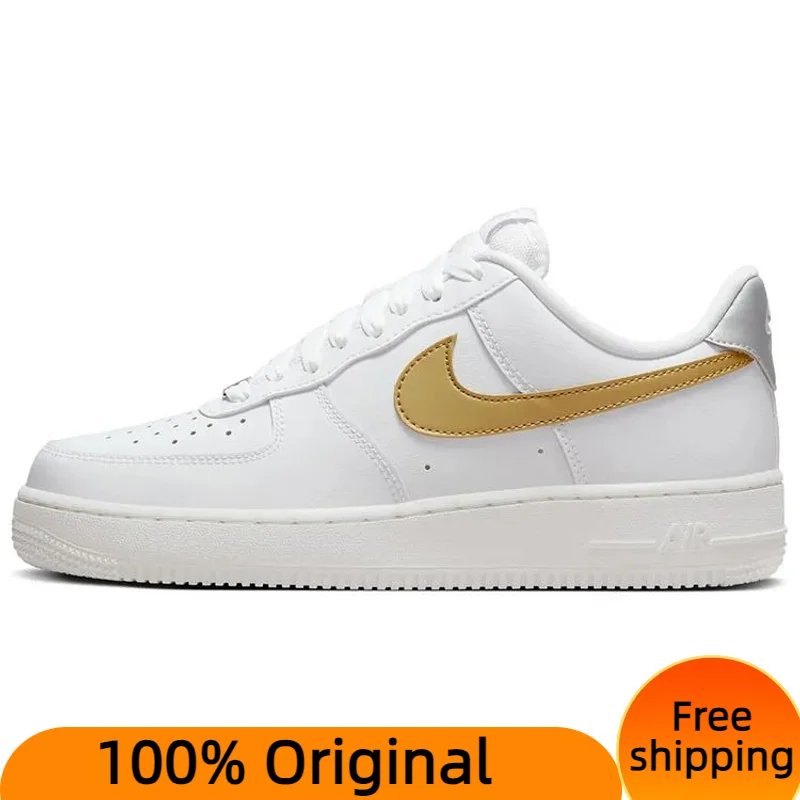 

Nike Air Force 1 Low '07 White Metallic Gold Women's Sneakers shoes With Original Box