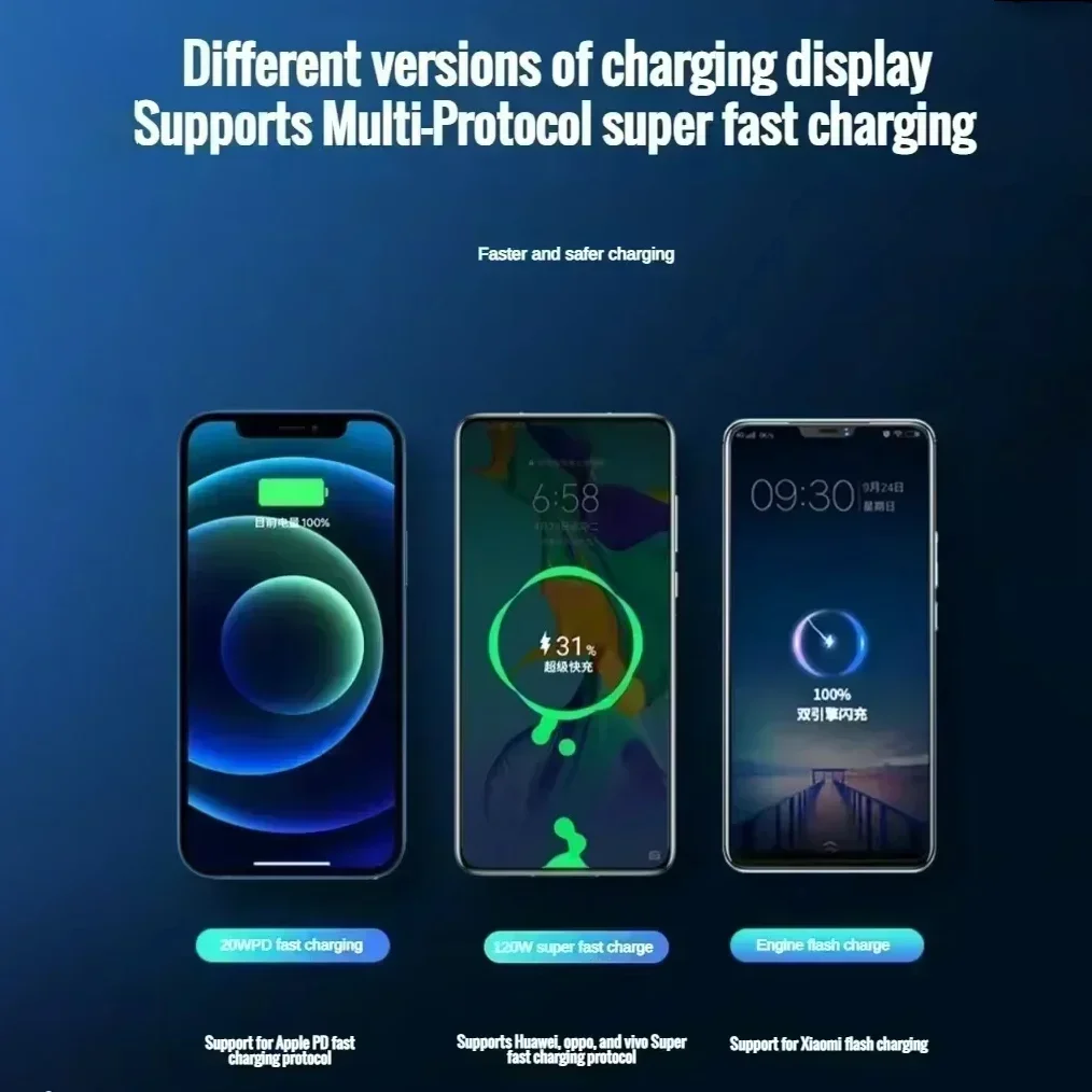 VIVO 120 واط 3C شهادة شحن سريع 200000 مللي أمبير قوة البنك عالية السعة Powerbank شاحن بطارية محمول آيفون Xiaomi