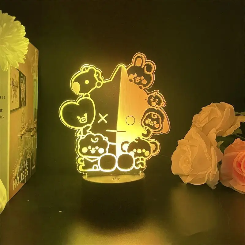 

BT21 anime cartoon cute glowing standee kawaii for boys and girls bedroom ambience night light desktop decoration support gift