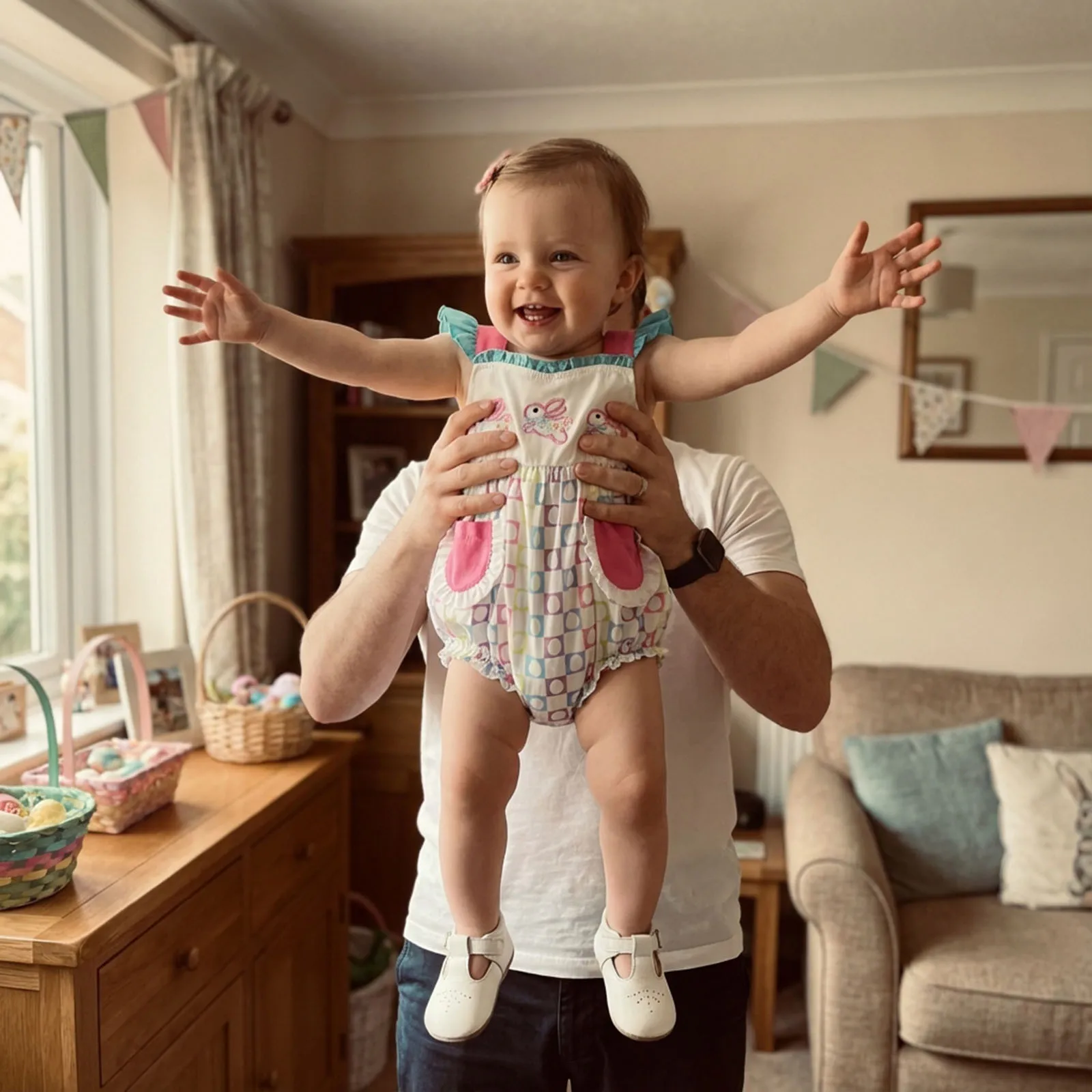 

Baby Girl Overalls, Sleeveless Eggs Print Embroidery Rabbit Romper Summer Bodysuit Easter Clothes