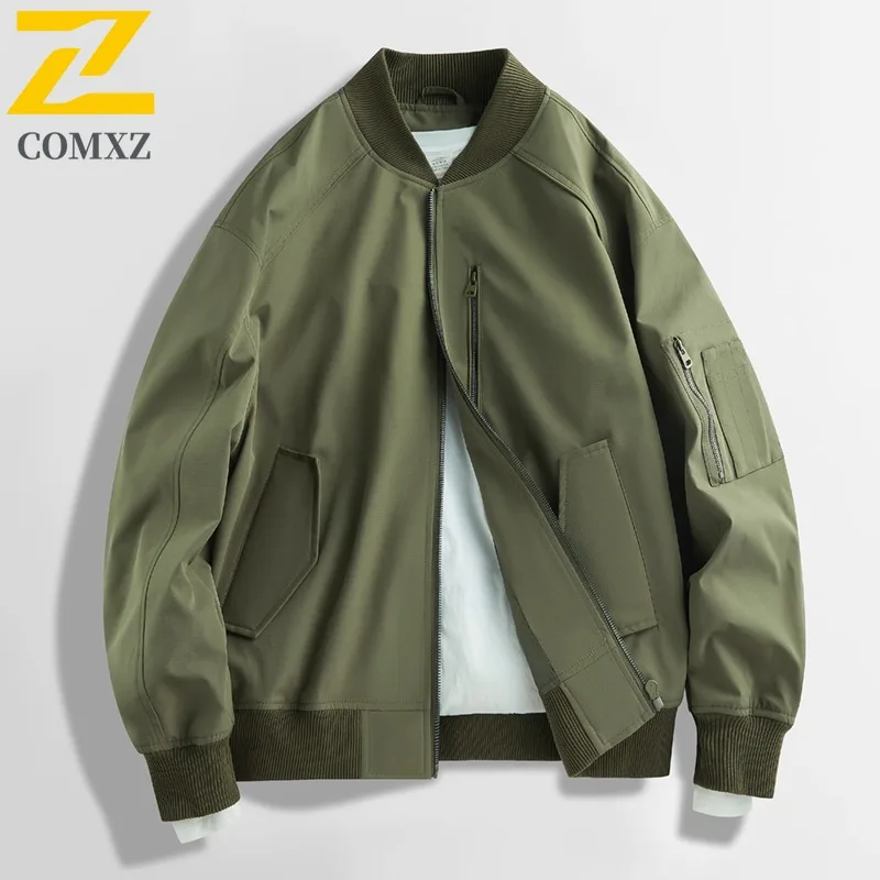 

COMXZ Premium Stand Collar Mens Jacket Outdoor Cycling Windproof Jacket Street Style Comfortable Lightweight Autumn Clothing