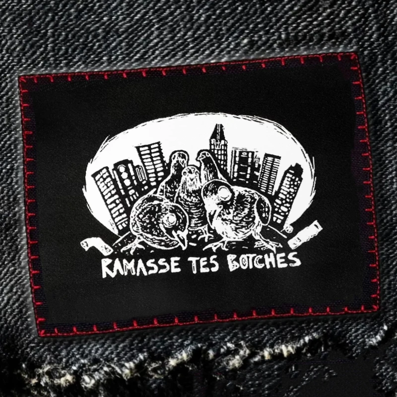 1PC Black Punk Woven Label Iron On Patch Anger Skull Morale Humorous Badge For Clothing Jacket Trucker Hat Bag Sew On DIY Gift