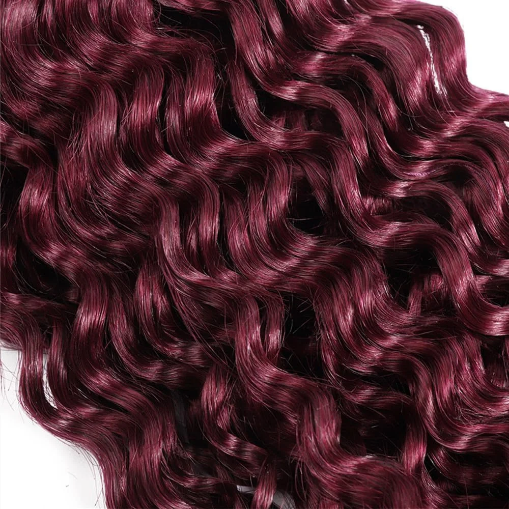 Estensioni sfuse dei capelli umani della treccia dell\'onda profonda bordeaux da 20 pollici per intrecciare senza trama 100g (1Pack-2Bundles) capelli